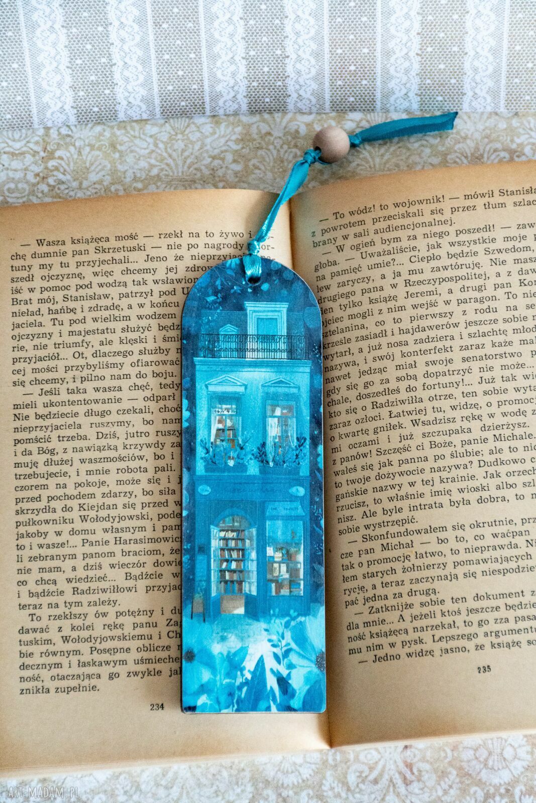 Zakładka do książki - Morska opowieść (drewniana, decoupage, wieloryb)