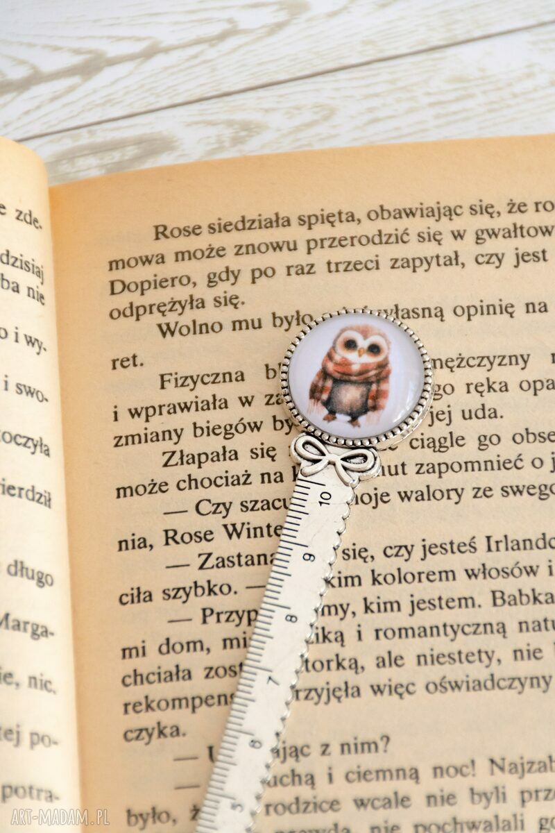 Zakładka do książki - Sówka (metalowa baza i kaboszon)