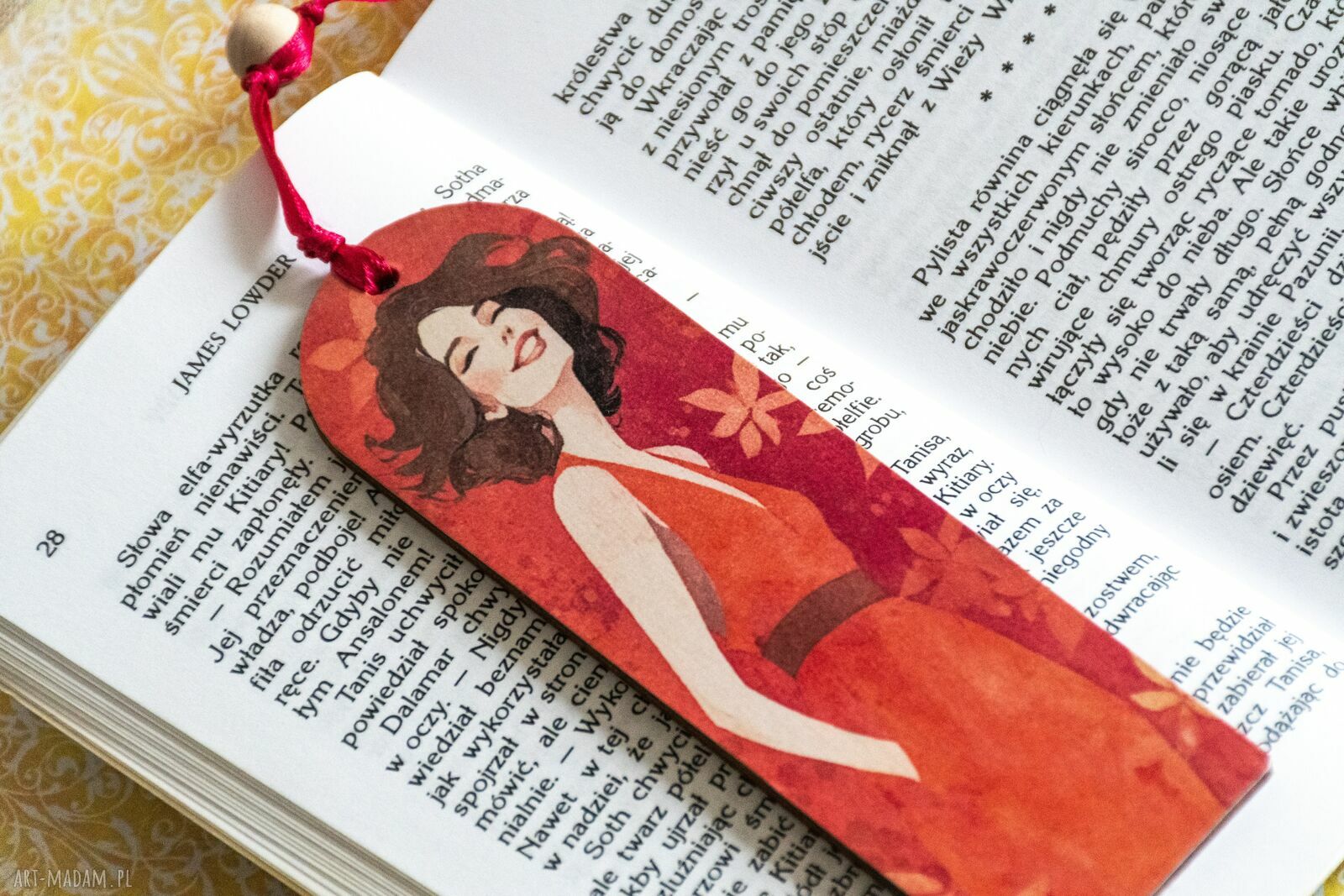 Drewniana zakładka do książki Uśmiechnij się nr 2 - kot w stylu Van Gogha