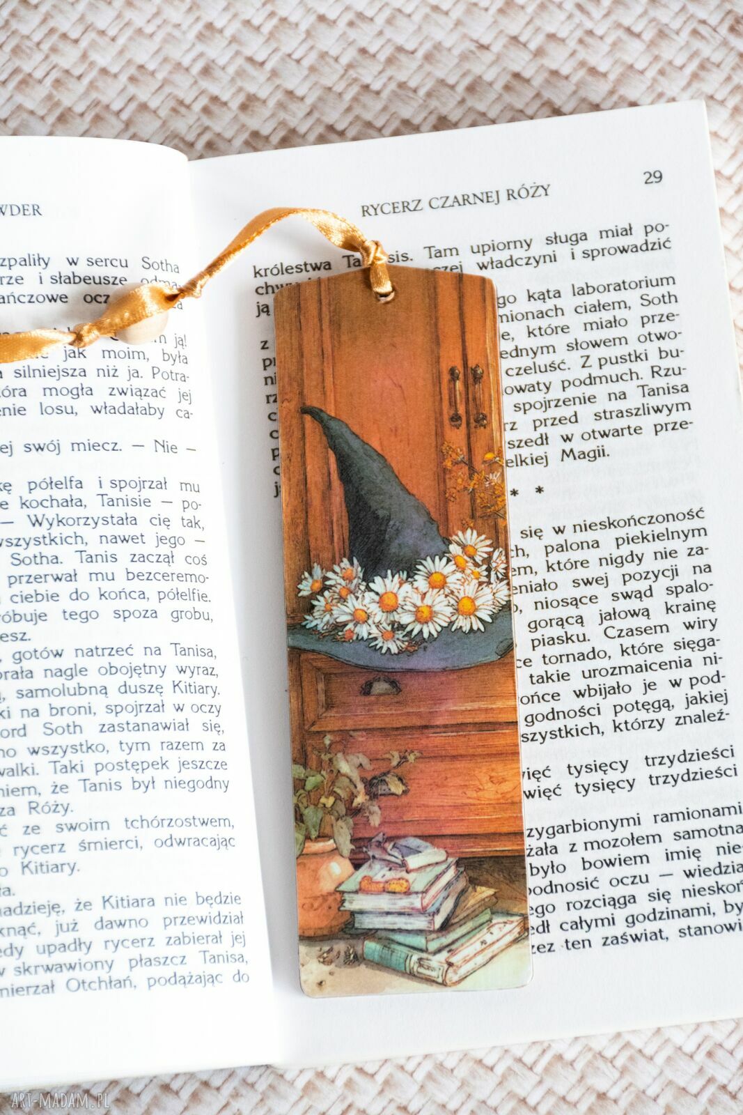 Drewniana zakładka do książki - Czarownica i lis