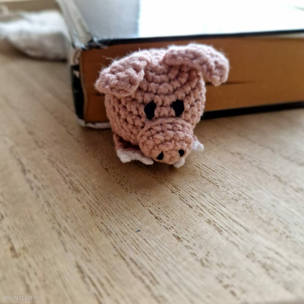 Ręcznie robiona zakładka do książki - świnka (handmade)