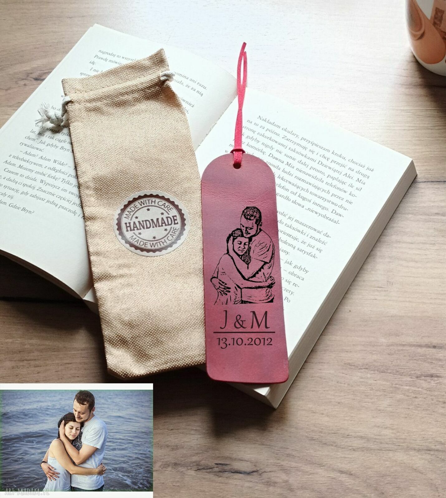 Zakładka do książki z grawerem personalizowana skórzana