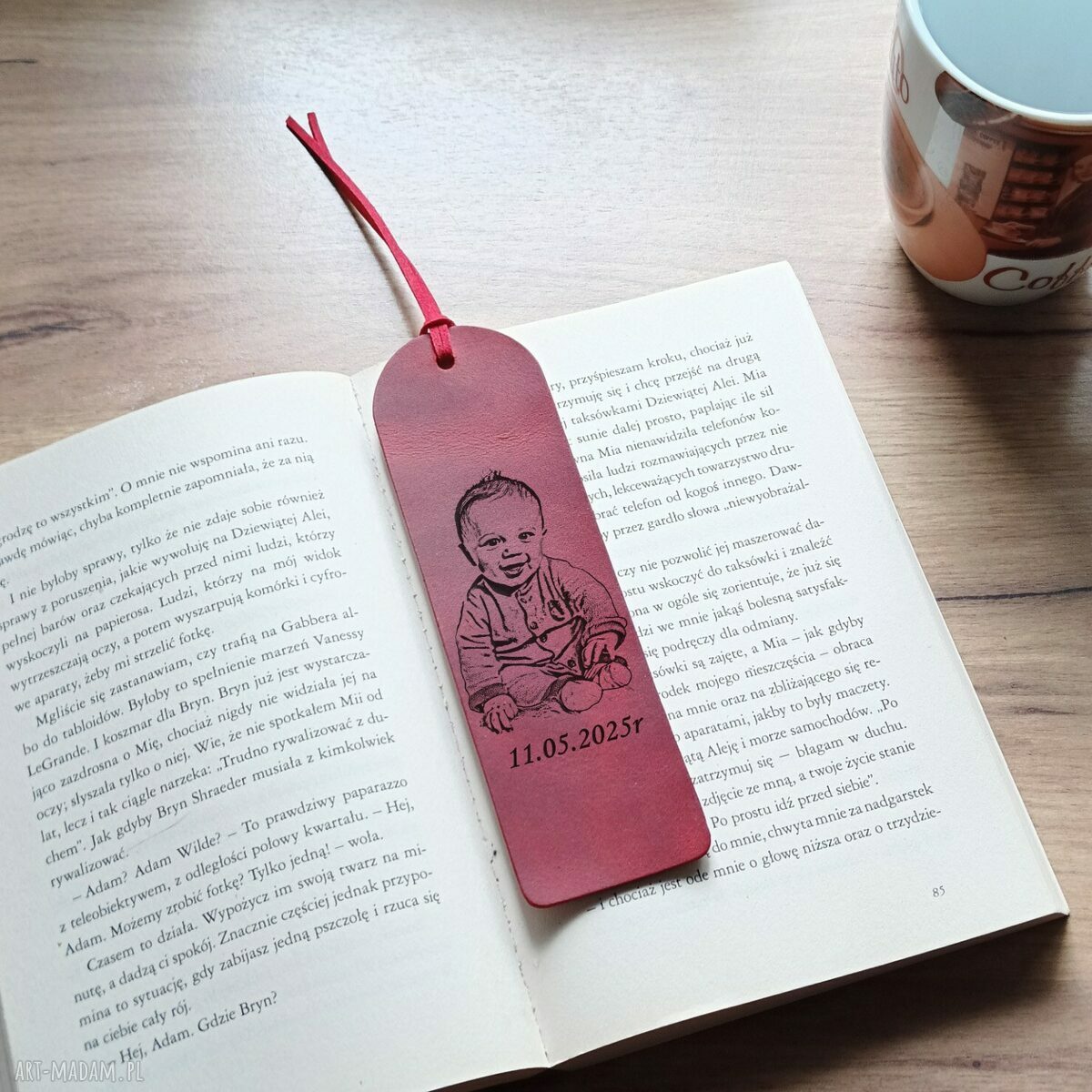 Personalizowana skórzana zakładka do książki ze zdjęciem i grawerem laserowym