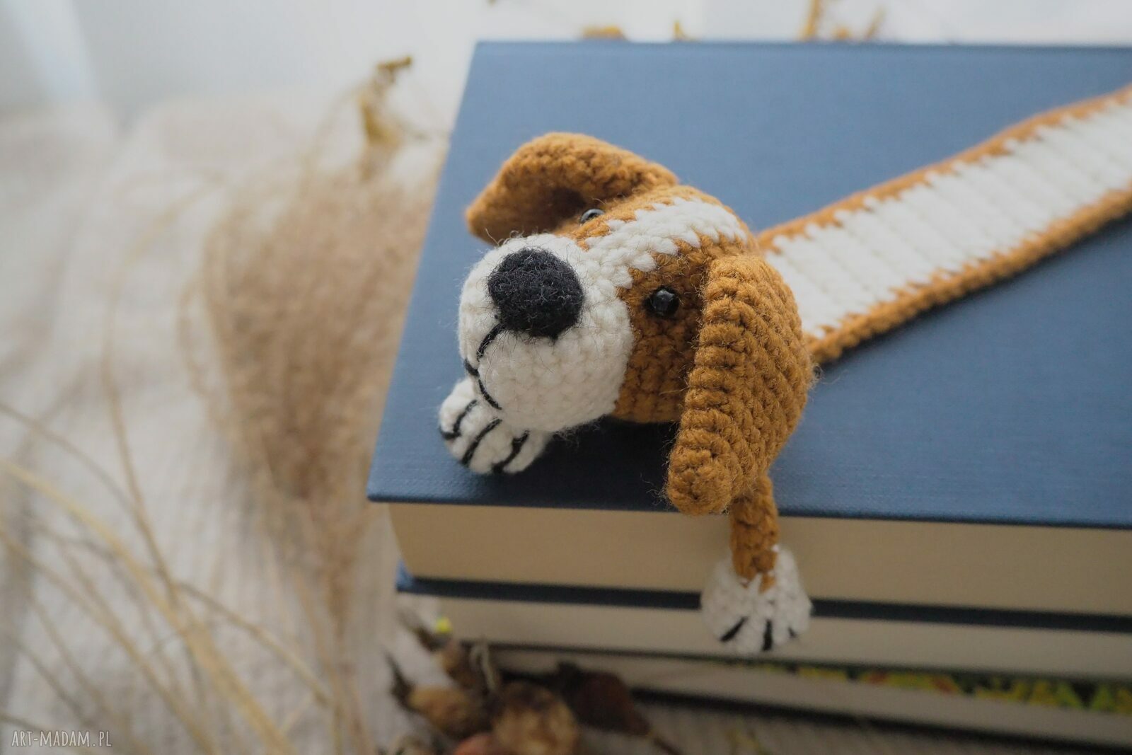 Zakładka REKSIO - Jack Russell terrier - ręcznie szydełkowana