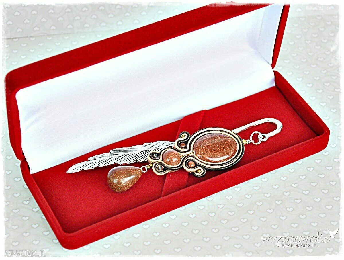 Zakładka sutasz złote piaski książka soutache elegancka unikatowa