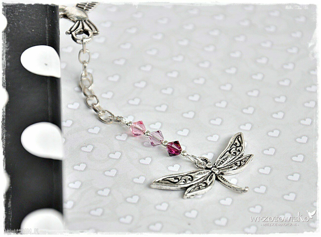 Zakładka Swarovski i Ważka hand made