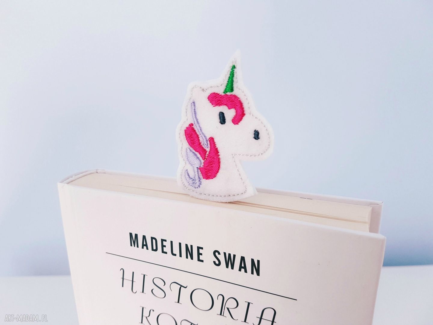 Zakładka unicorn jednorożec haft filcowa mini spinaczu długości