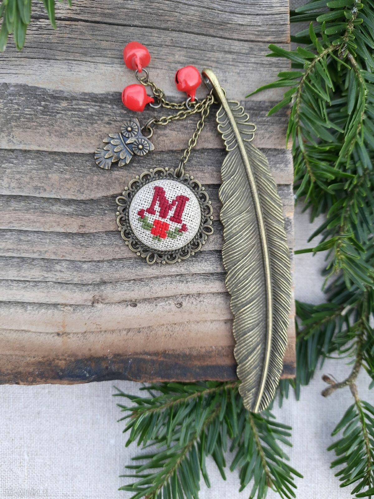 Personalizowana zakładka z haftowaną literą Retro Duch