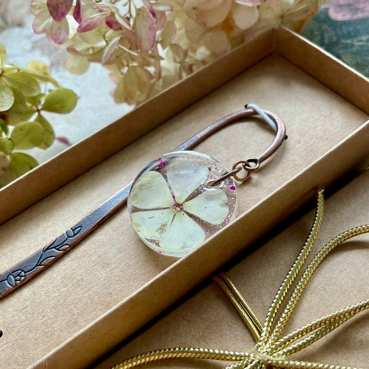 Zakładka z prawdziwym kwiatem FLOKS HandMade