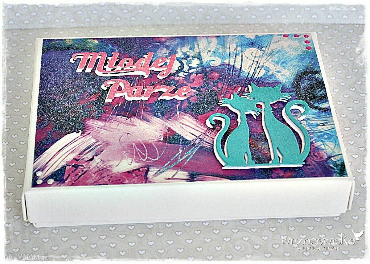 Zakochane Koty kartka w pudełku hand made