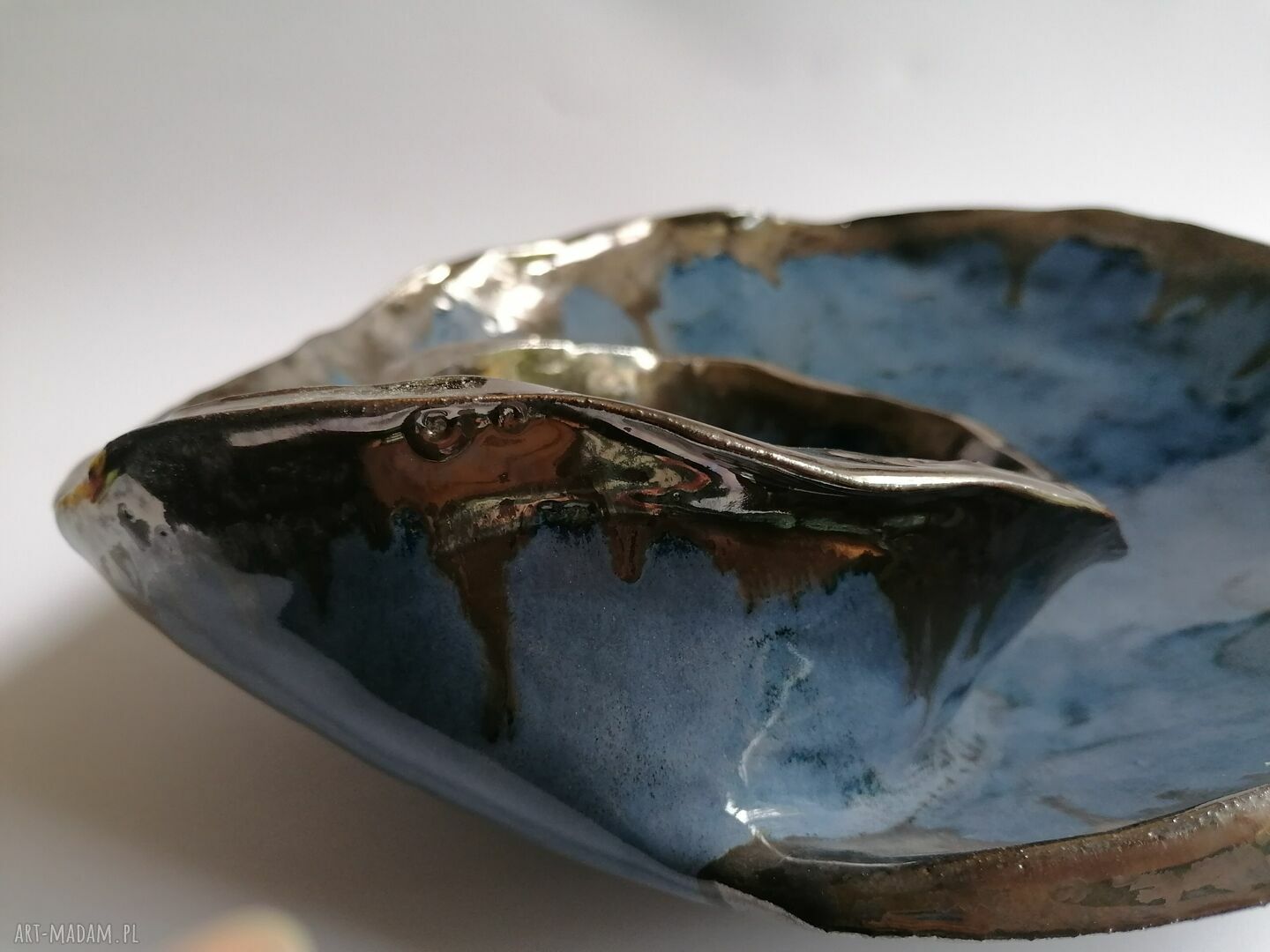 Misa ceramiczna "Zakręcone czary mary" - granat i srebro, dekoracja wnętrza i stołu