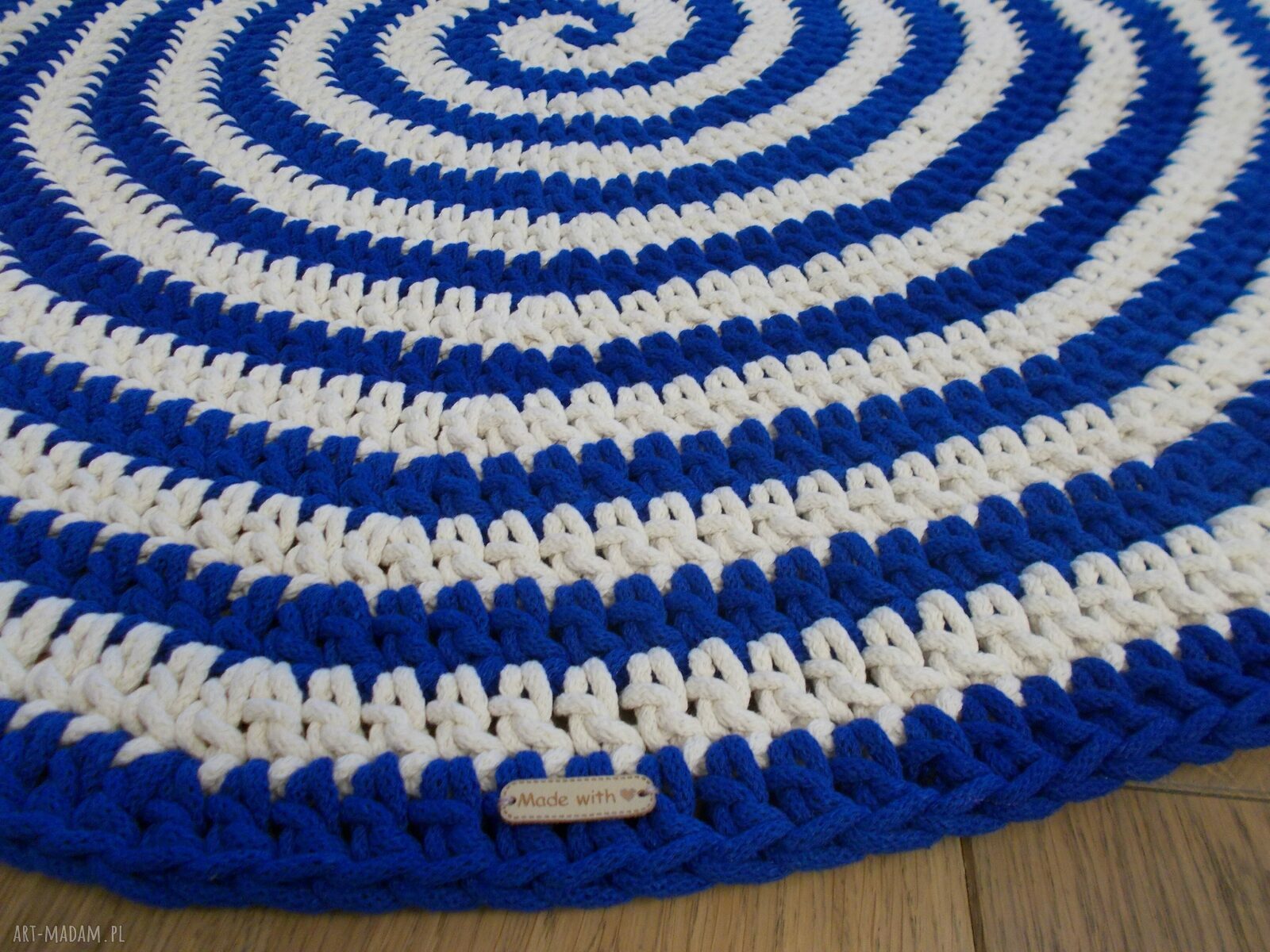 Dywan Zakręcony 110 cm - dwustronny, rękodzieło z bawełnianego sznurka (5,5 mm)