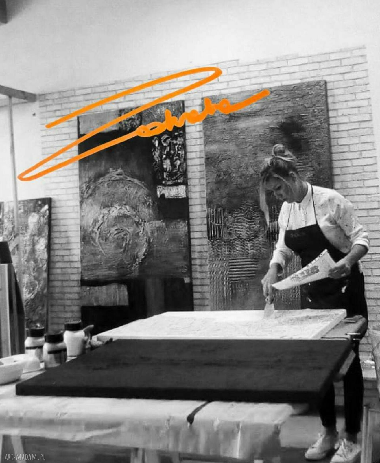Nowoczesny obraz strukturalny ZAKROCKA Atelier Marrones 80x160 cm na ścianę