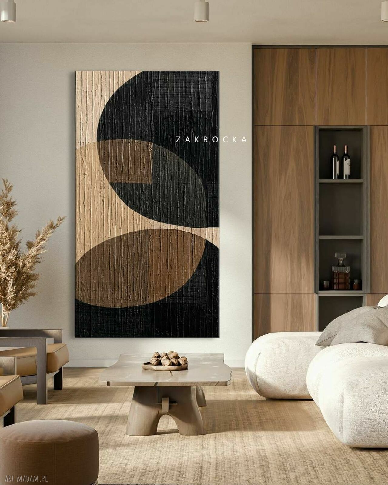 Nowoczesny obraz strukturalny ZAKROCKA Atelier Marrones 80x160 cm na ścianę