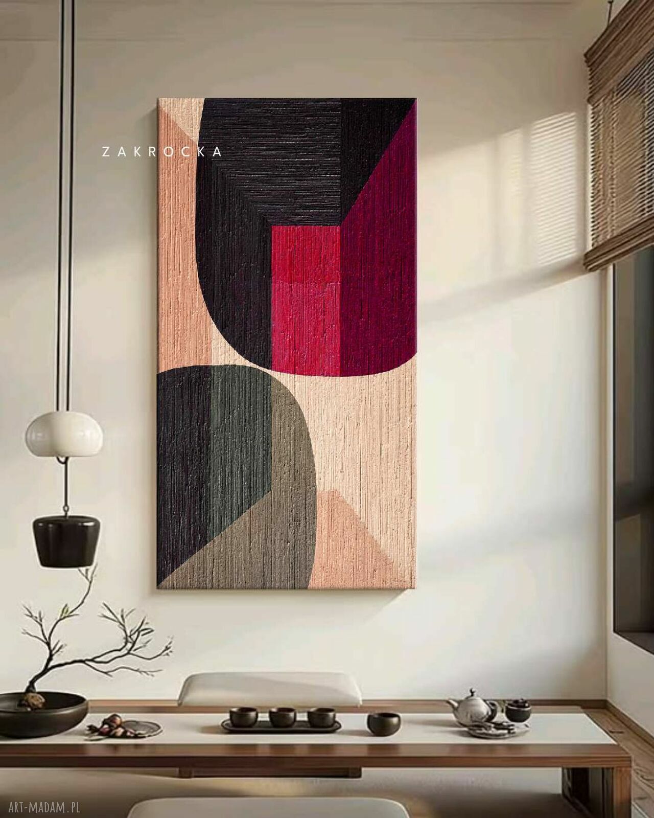 ZAKROCKA ATELIER - nowoczesny obraz strukturalny do salonu 80x160 cm ROJISIMMO