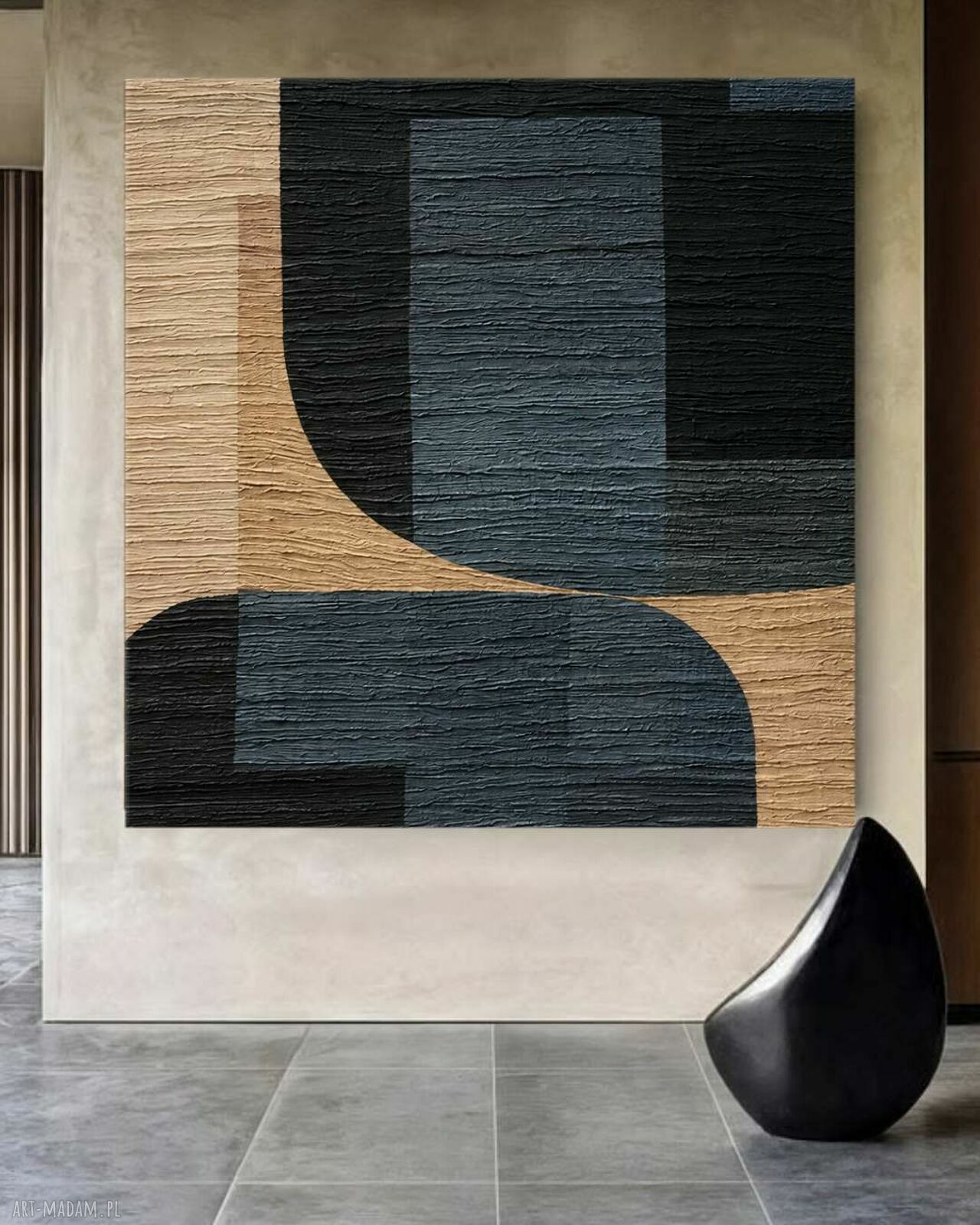 Nowoczesny obraz strukturalny 120x120 cm FINO do salonu (relief handmade)