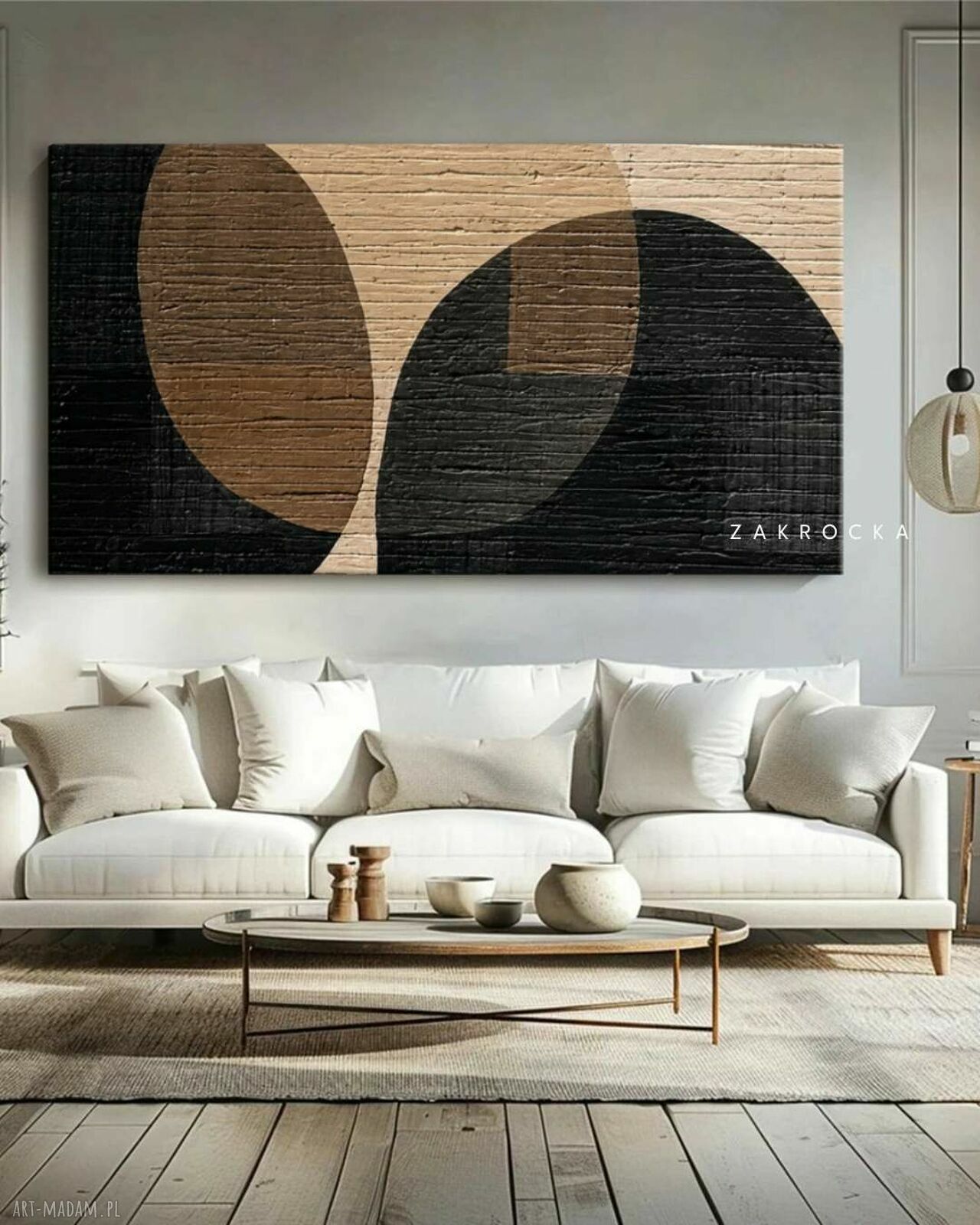 Nowoczesny obraz strukturalny ZAKROCKA Atelier Marrones 80x160 cm na ścianę