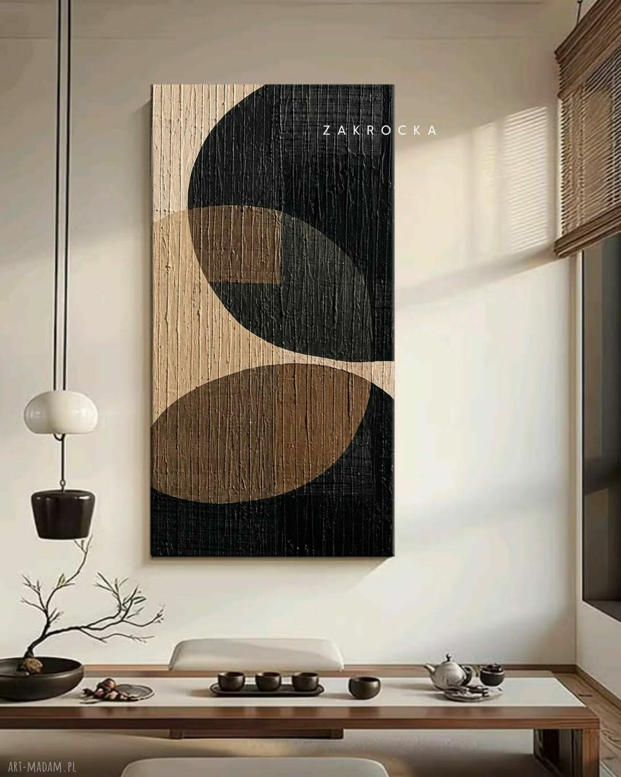 Nowoczesny obraz strukturalny ZAKROCKA Atelier Marrones 80x160 cm na ścianę