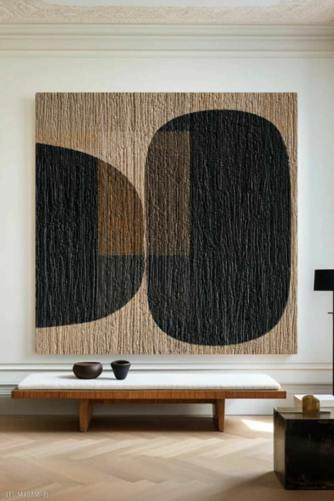 Nowoczesny obraz do salonu 120x120 cm MODERNO - ręcznie wykonany relief Zakrocka Atelier