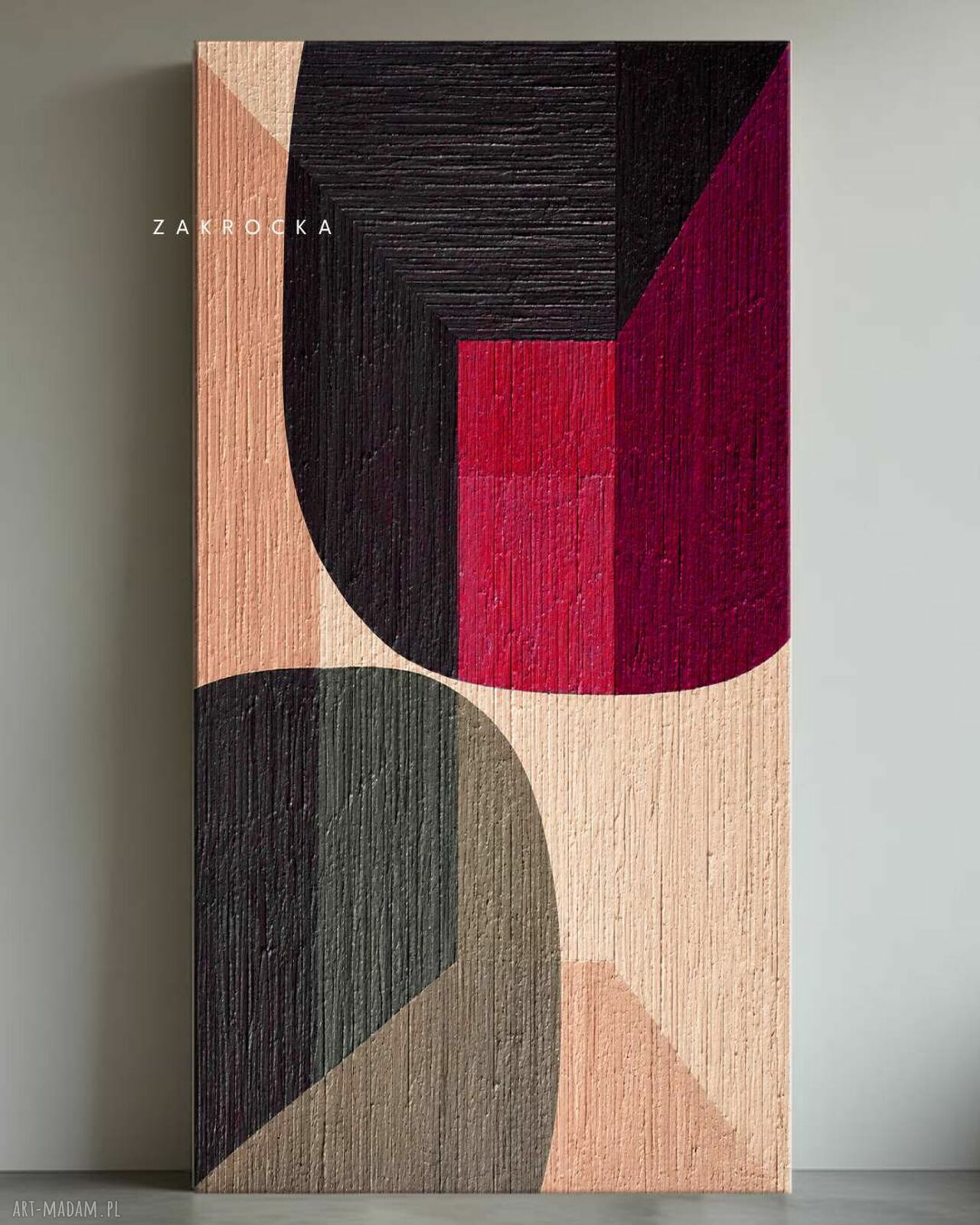 ZAKROCKA ATELIER - nowoczesny obraz strukturalny do salonu 80x160 cm ROJISIMMO