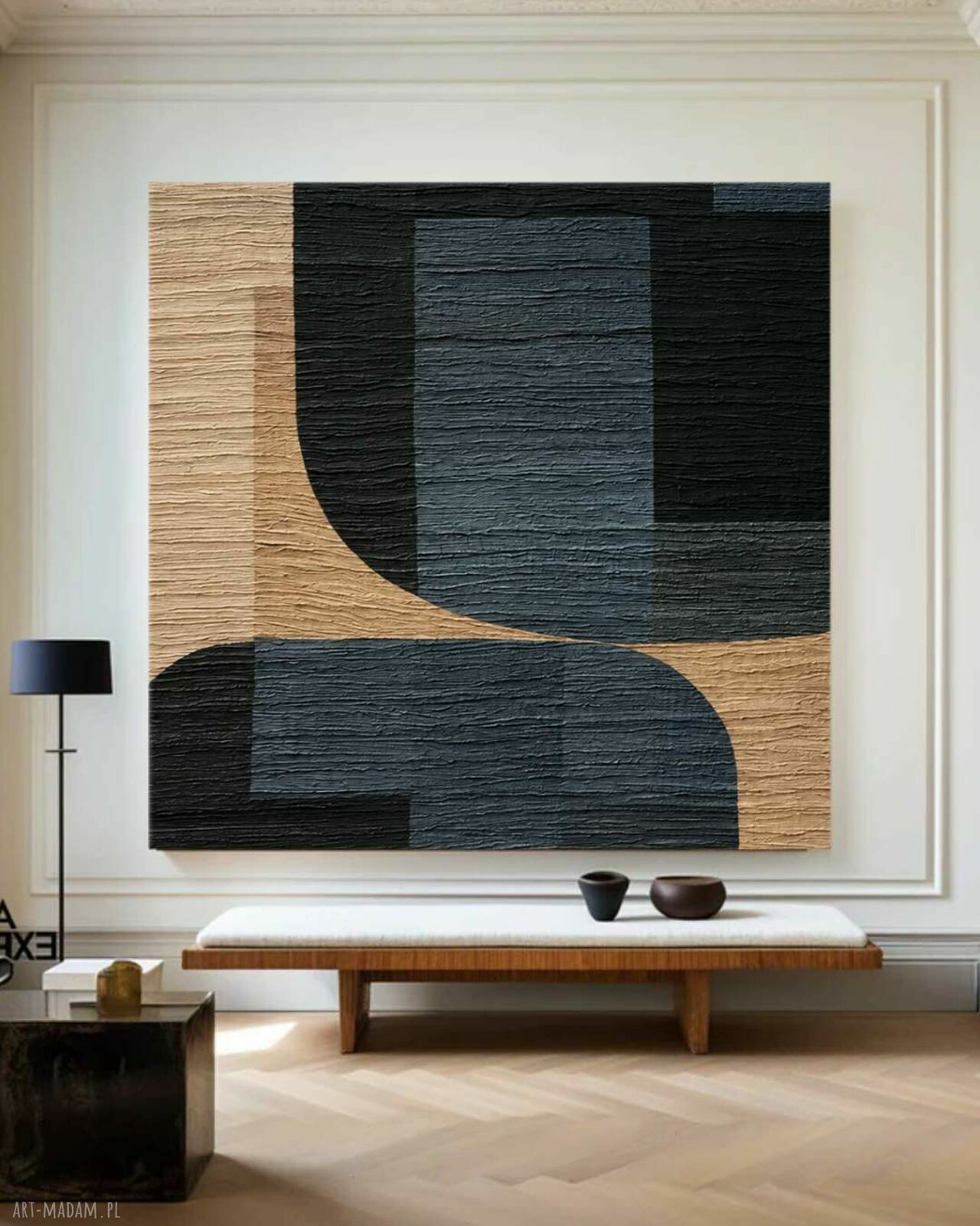 Nowoczesny obraz strukturalny 120x120 cm FINO do salonu relief handmade