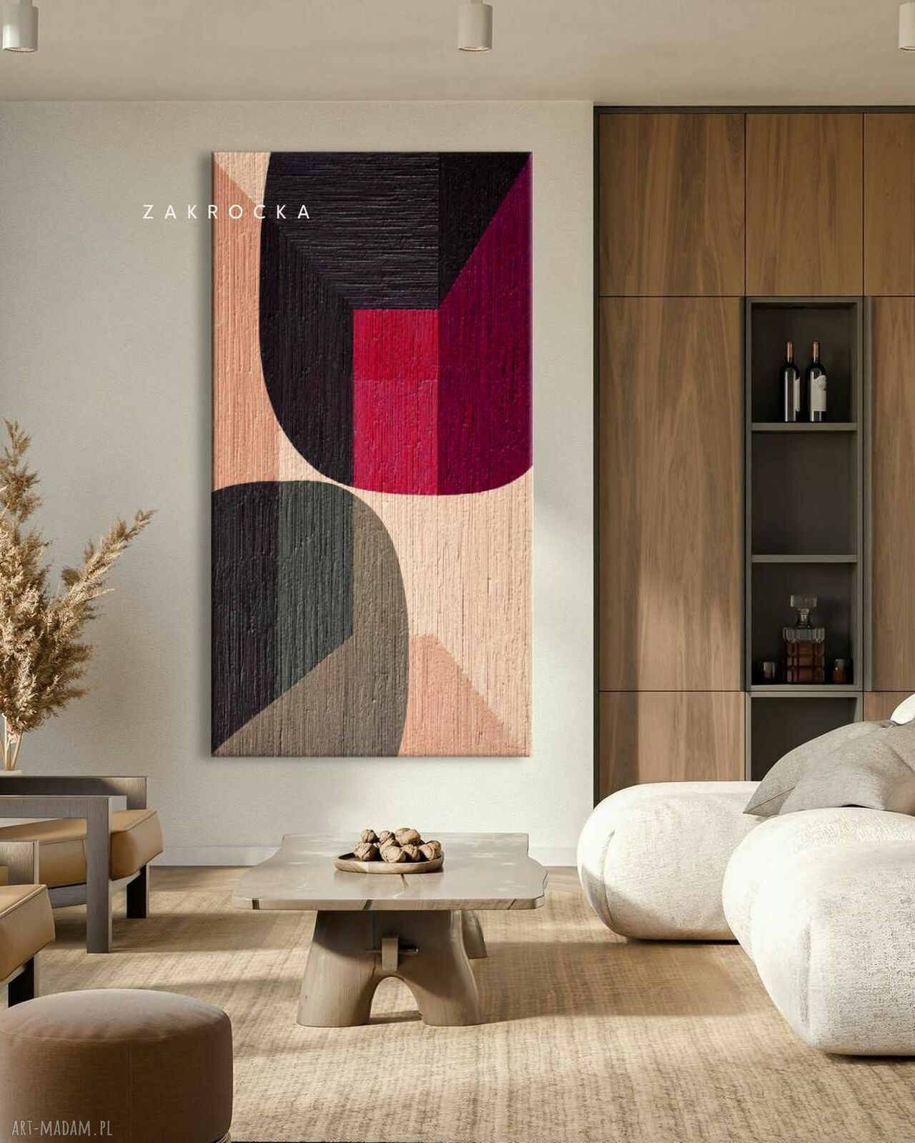 ZAKROCKA ATELIER - nowoczesny obraz strukturalny do salonu 80x160 cm ROJISIMMO