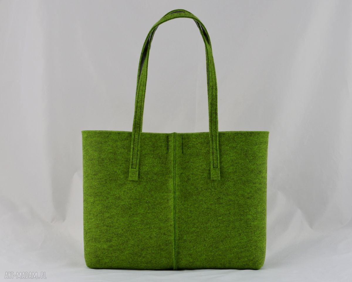 Duża Zielona Torebka z Filcu Minimalistyczna NISKA Handmade