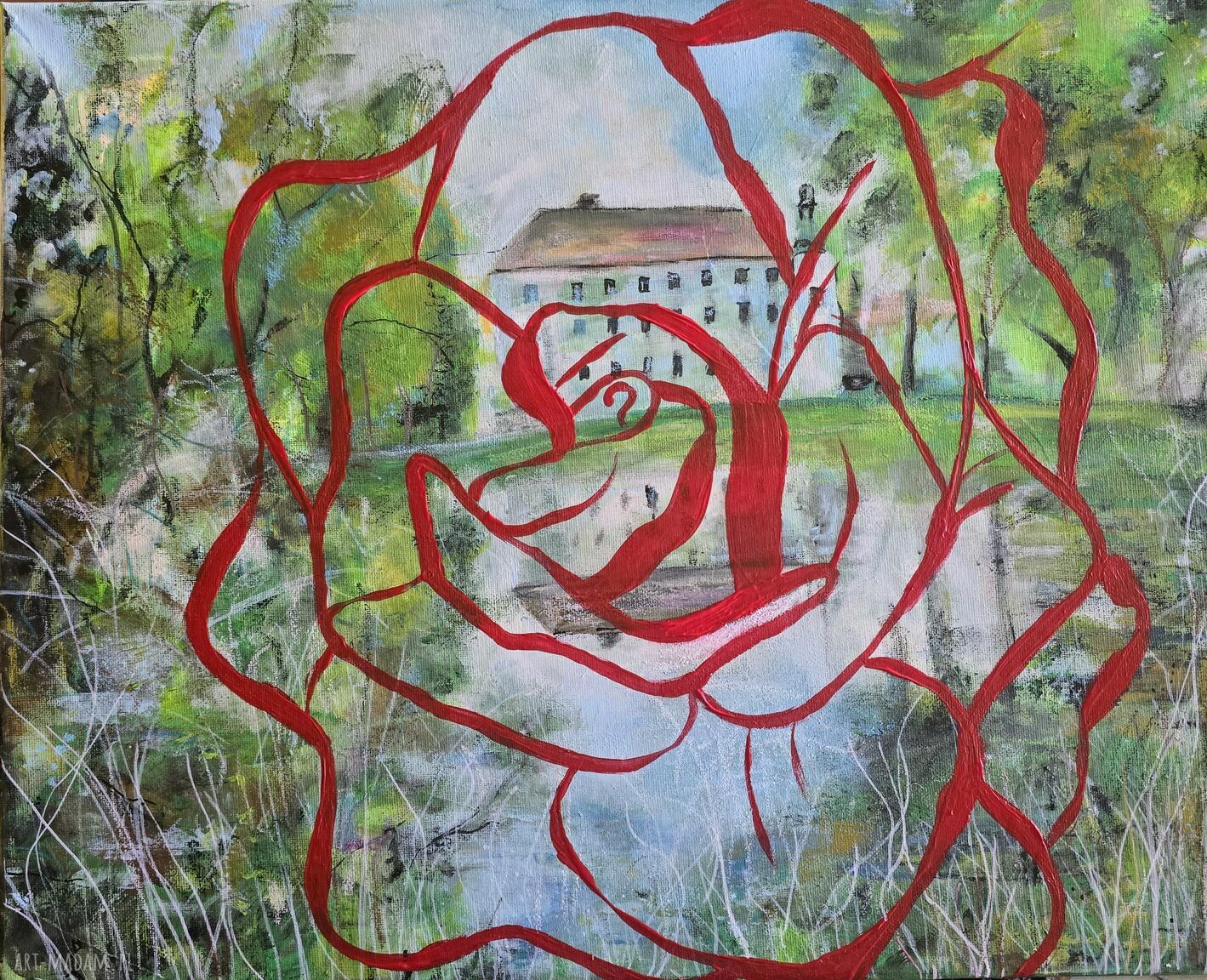 Zamek Broniszów - ręcznie malowany obraz akrylowy 40x50 cm