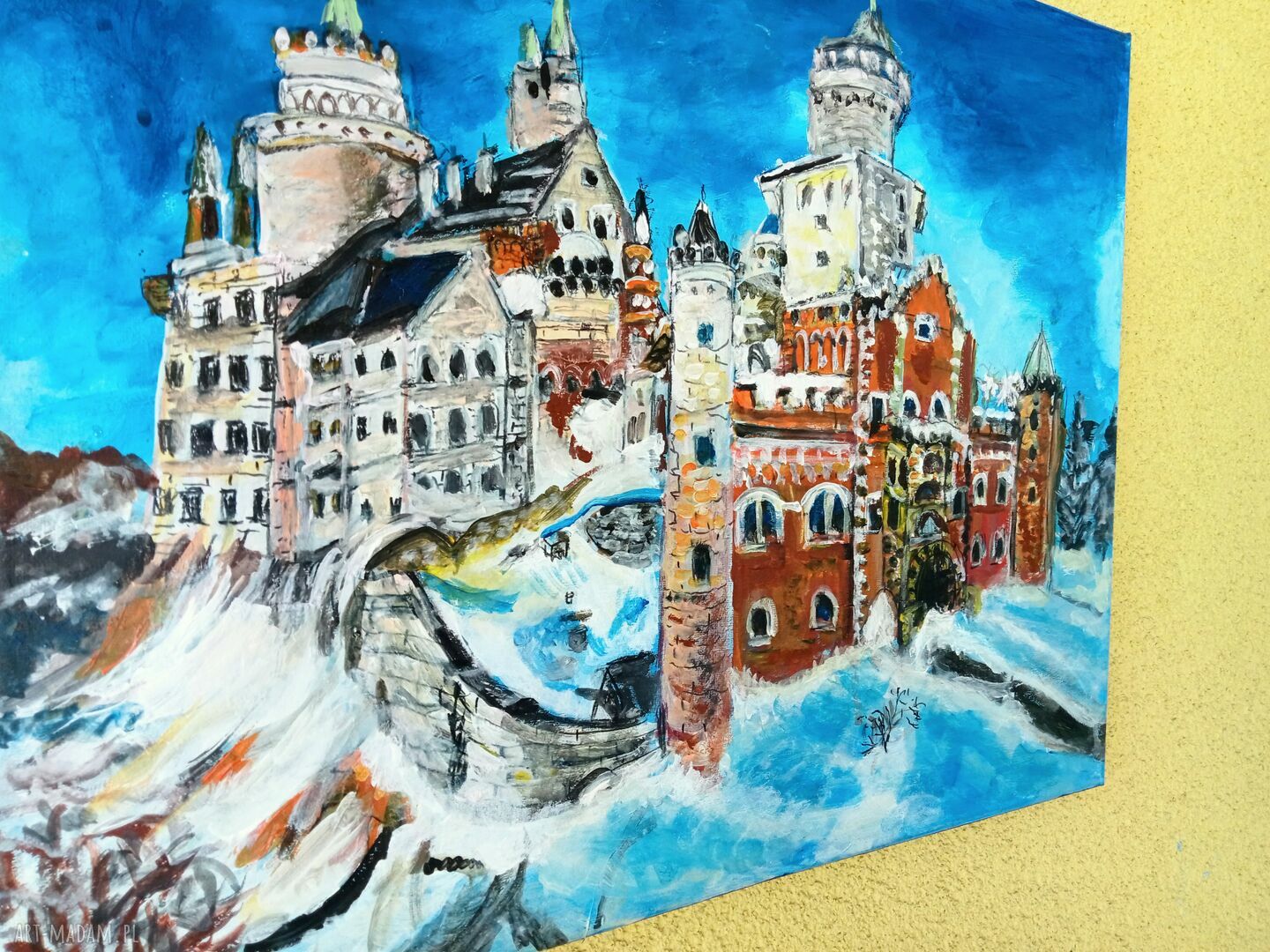 Zamek Chęciński - ręcznie malowany obraz akrylowy 50x60x2 cm