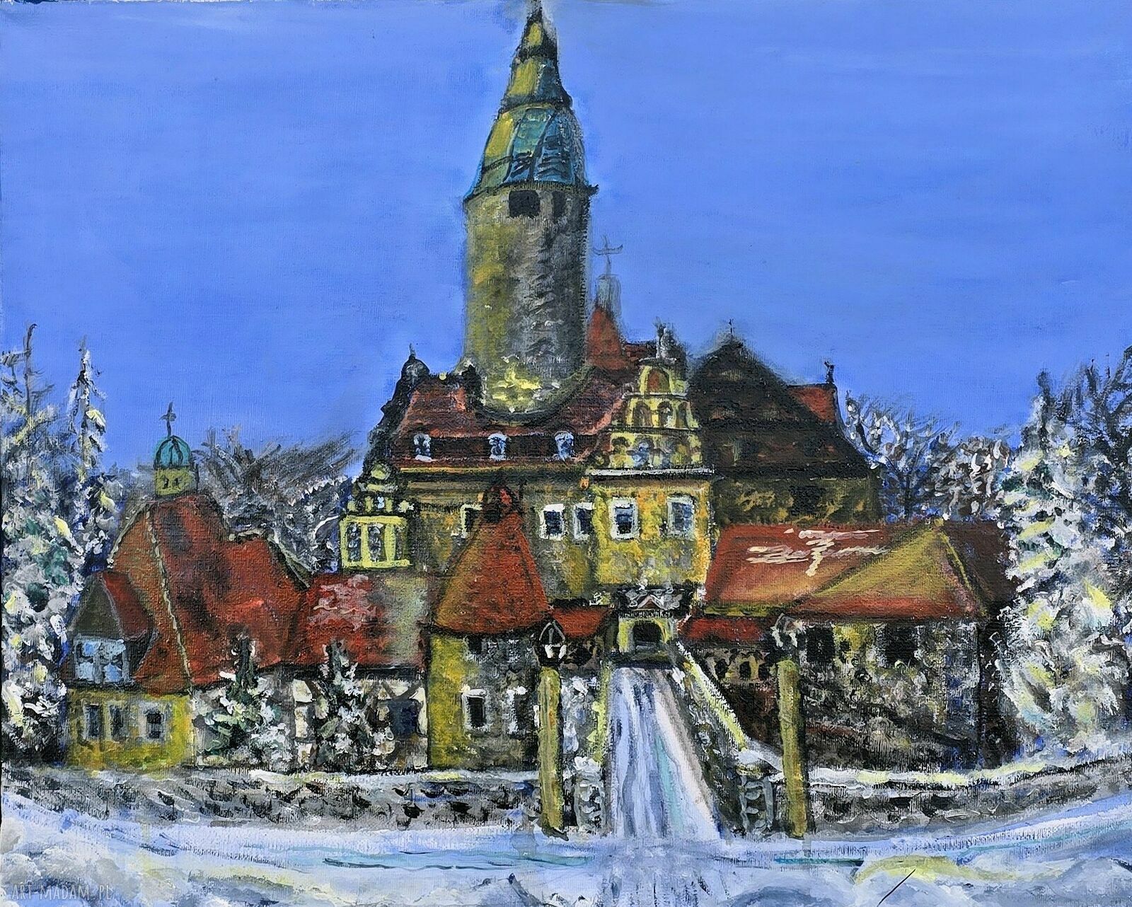 Obraz „Zamek Czocha” - ręcznie malowany na płótnie 50x40 cm, gotowy do zawieszenia