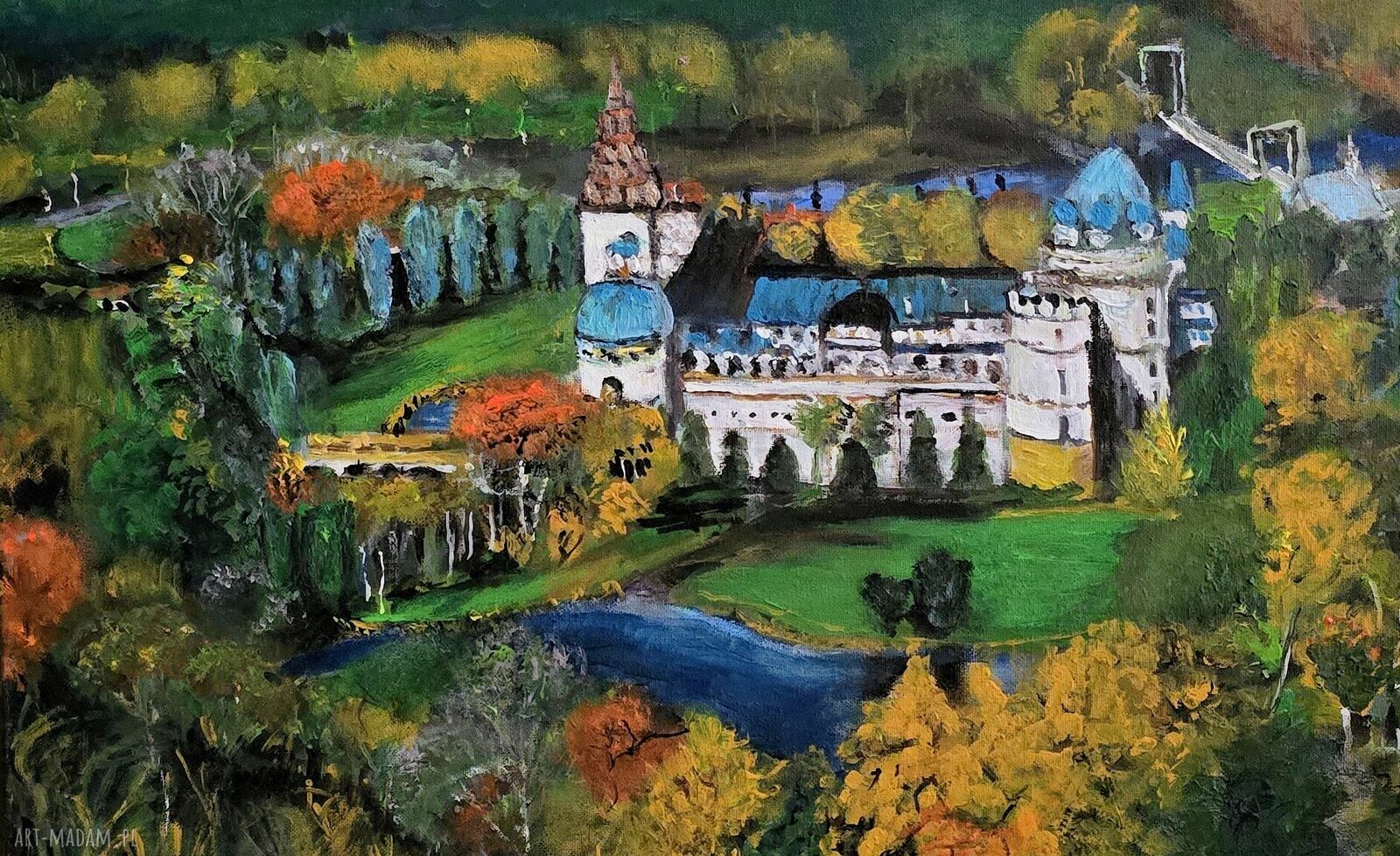 Obraz Zamek Krasiczyn - ręcznie malowany pejzaż akrylowy