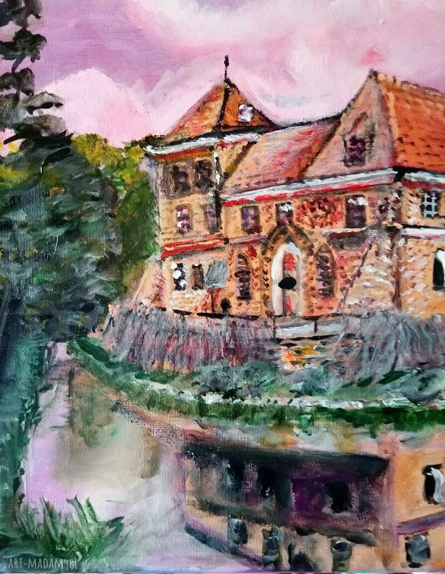 Zamek Oporów - ręcznie malowany obraz na płótnie 30x40 cm