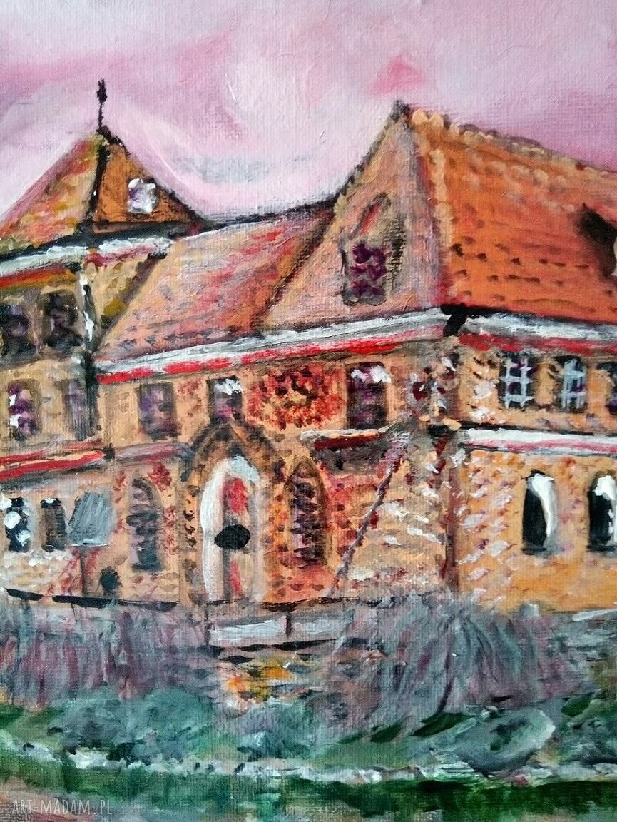 Zamek Oporów - ręcznie malowany obraz na płótnie 30x40 cm