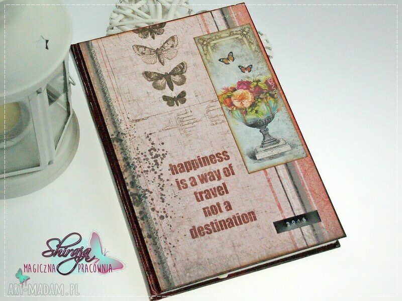 Ręcznie robiony kalendarz książkowy 2019 w stylu scrapbooking - turkusowy