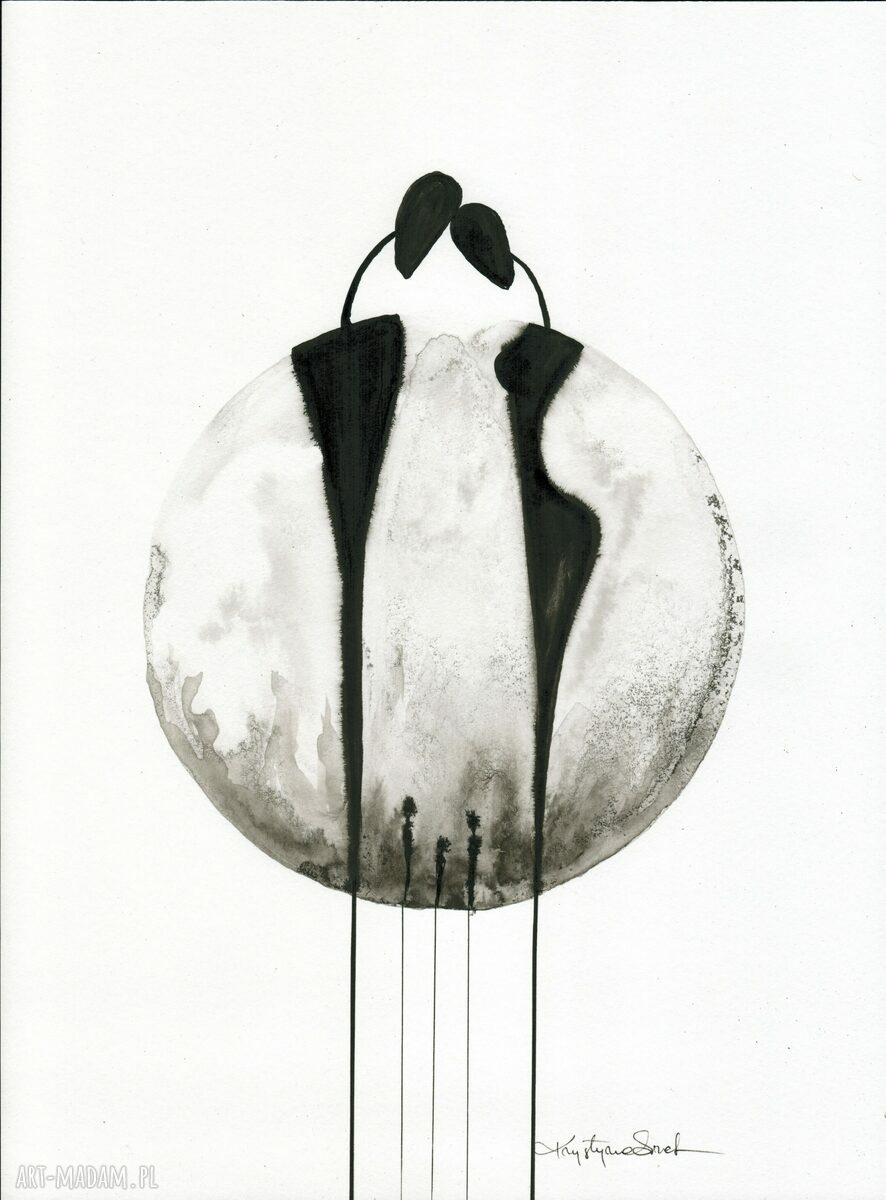 Autorska grafika ręcznie malowana do salonu 30x40 cm "About real Relationships"