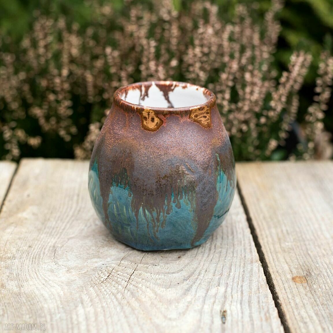 Naczynie do yerba mate 270 ml - matero ceramiczne Azul Horse, niebieski miedź (bez bombilli)