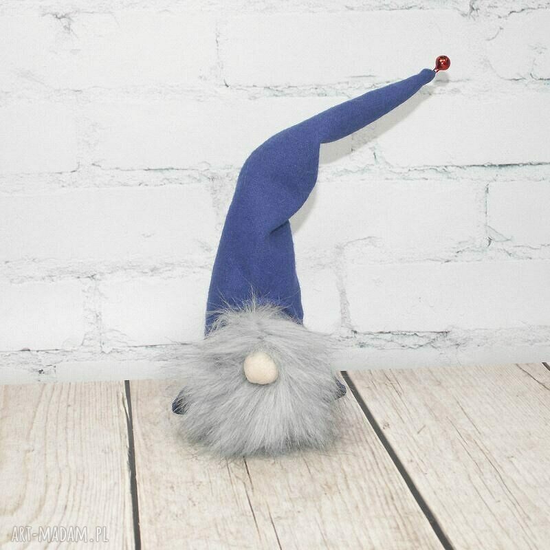 Skrzat-krasnal z dzwoneczkiem i brodą ze sztucznego futerka (30 cm)