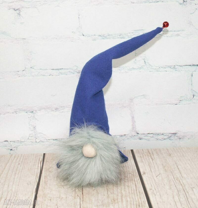 Skrzat-krasnal z dzwoneczkiem i brodą ze sztucznego futerka (30 cm)