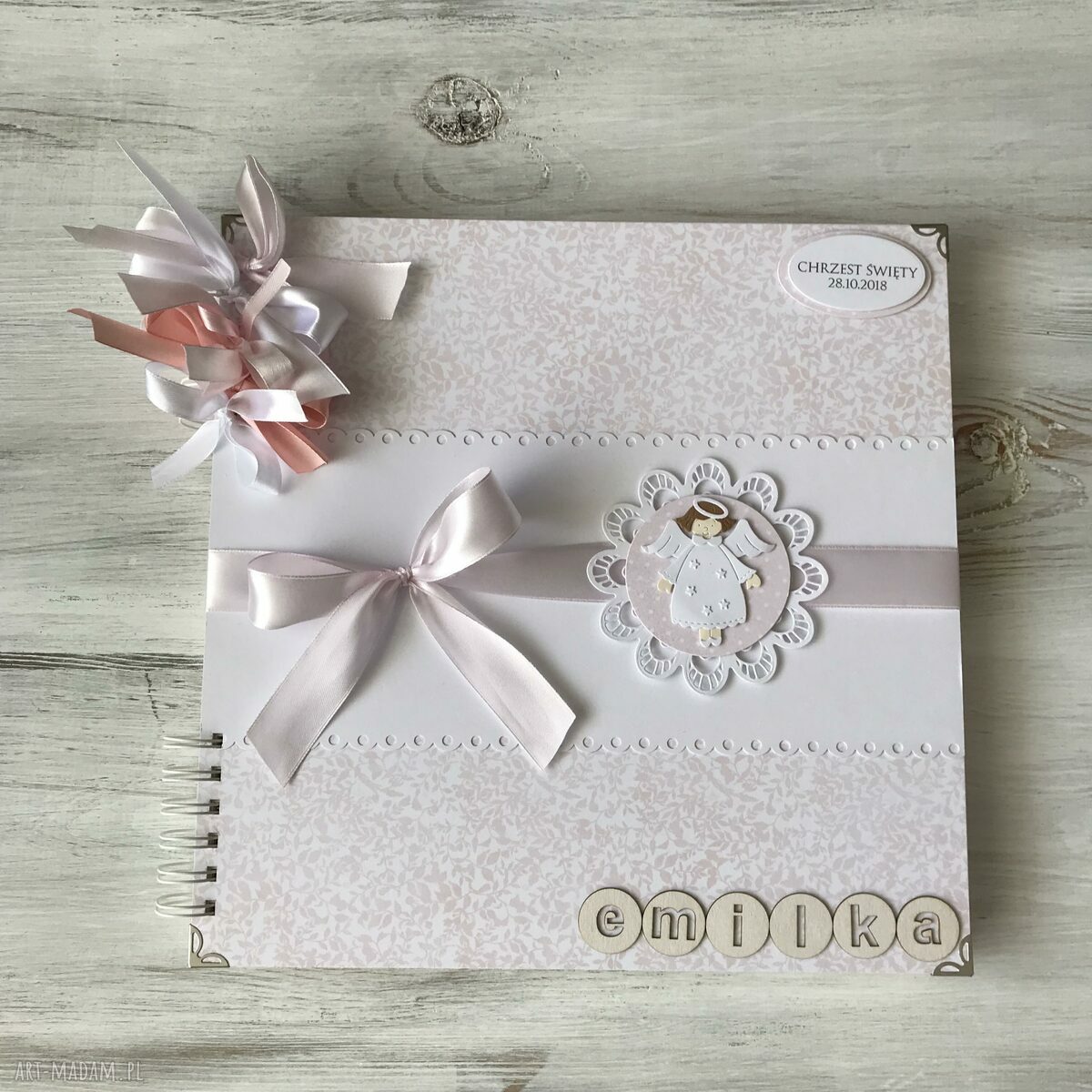 Album handmade 25x25 i kartka w pudełku - Chrzest Święty oraz Pierwsze Urodziny