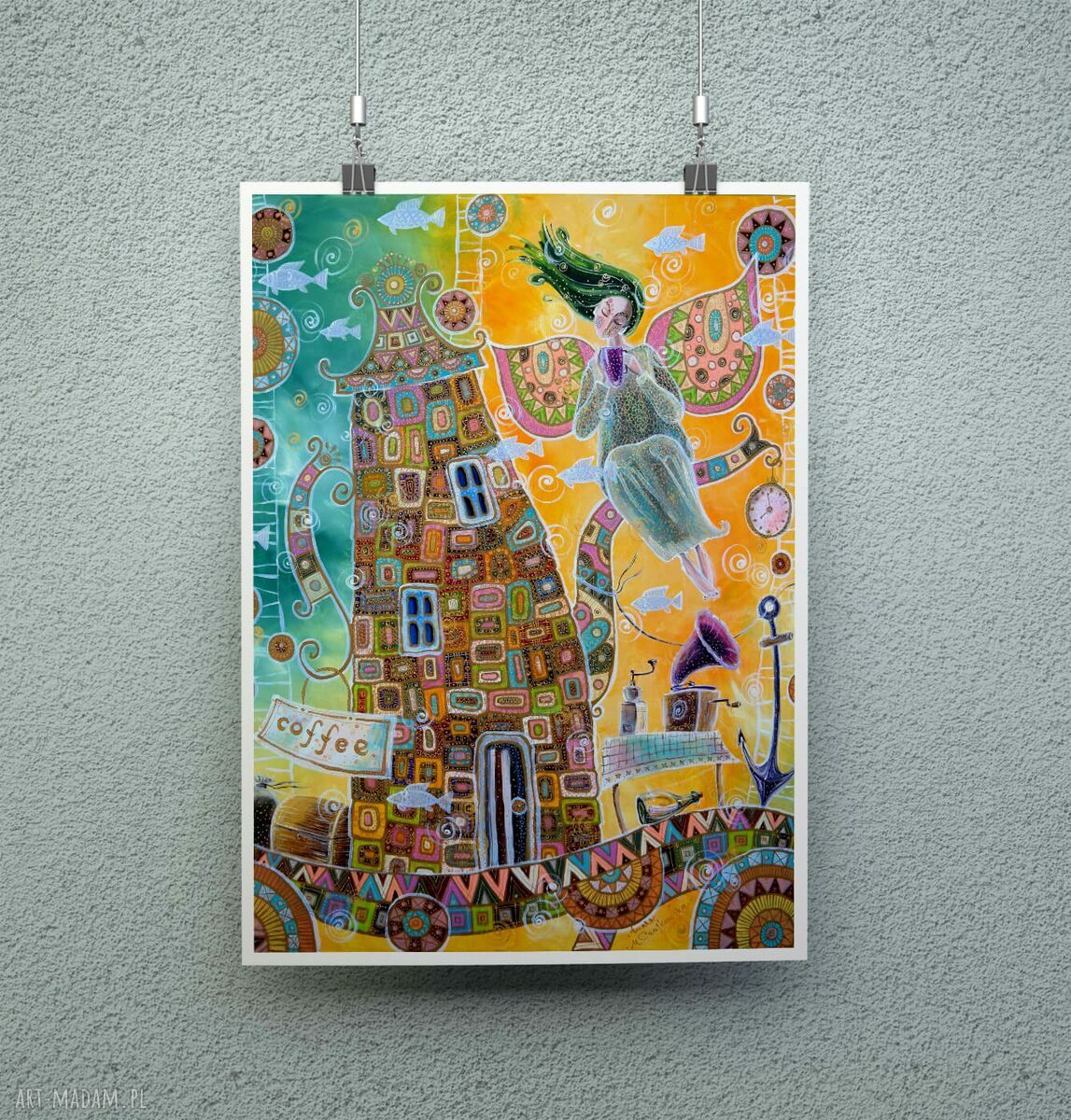 Anioł z motywem miłości - reprodukcja obrazu 40x50 cm na papierze