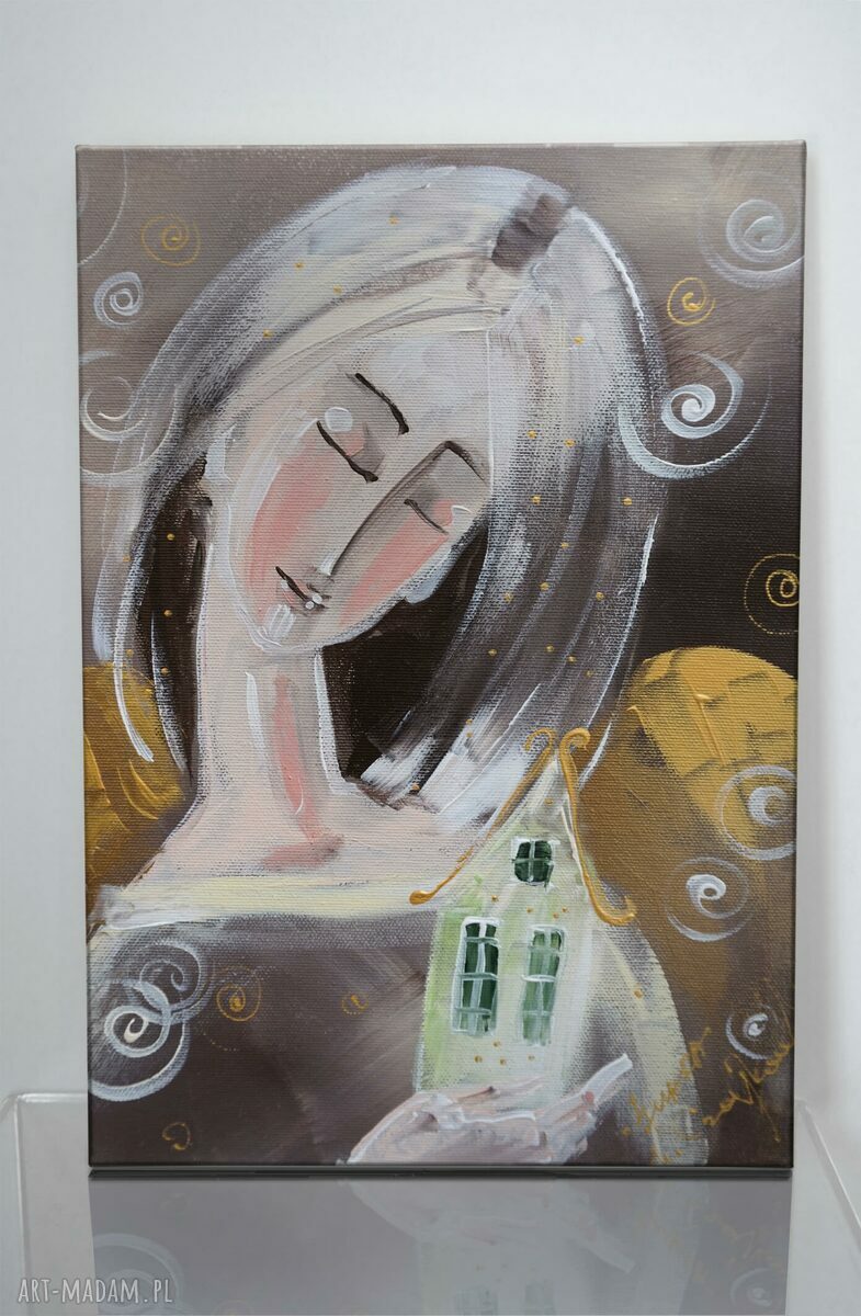 Giclee na płótnie Canvas - Poranek na dobre Wiadomości i Anioł opiekun domu