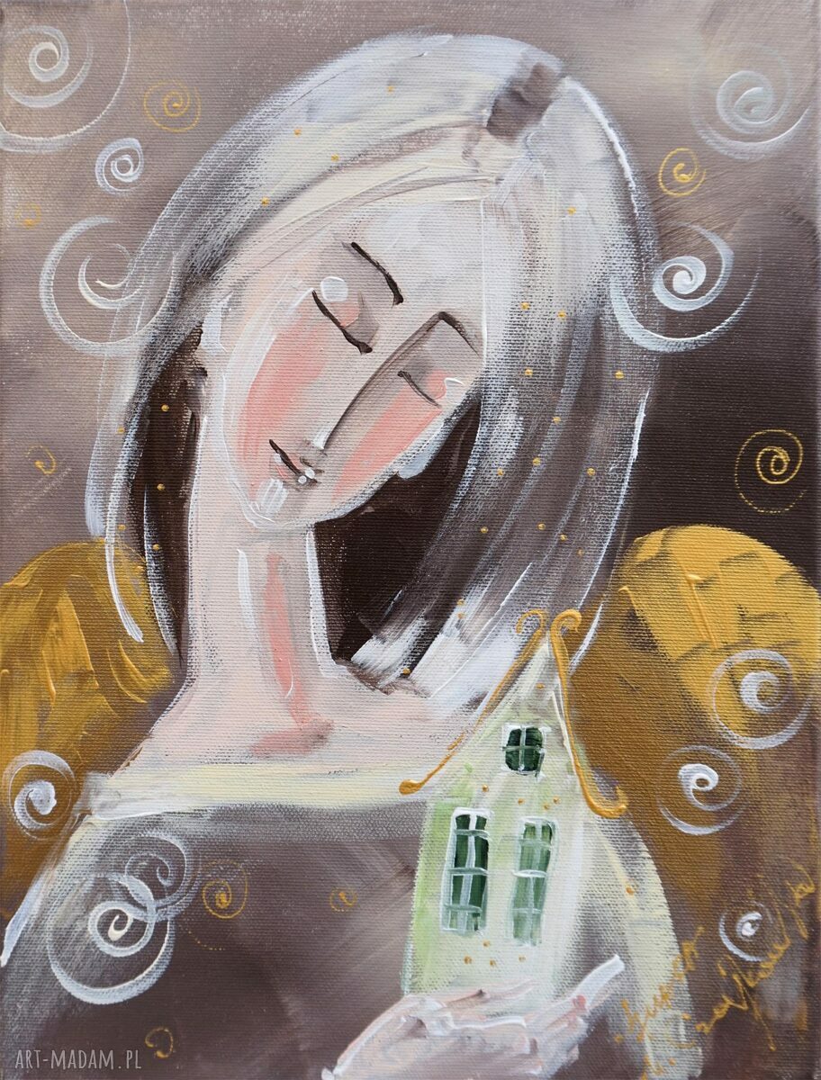 Giclee na płótnie Canvas - Poranek na dobre Wiadomości i Anioł opiekun domu