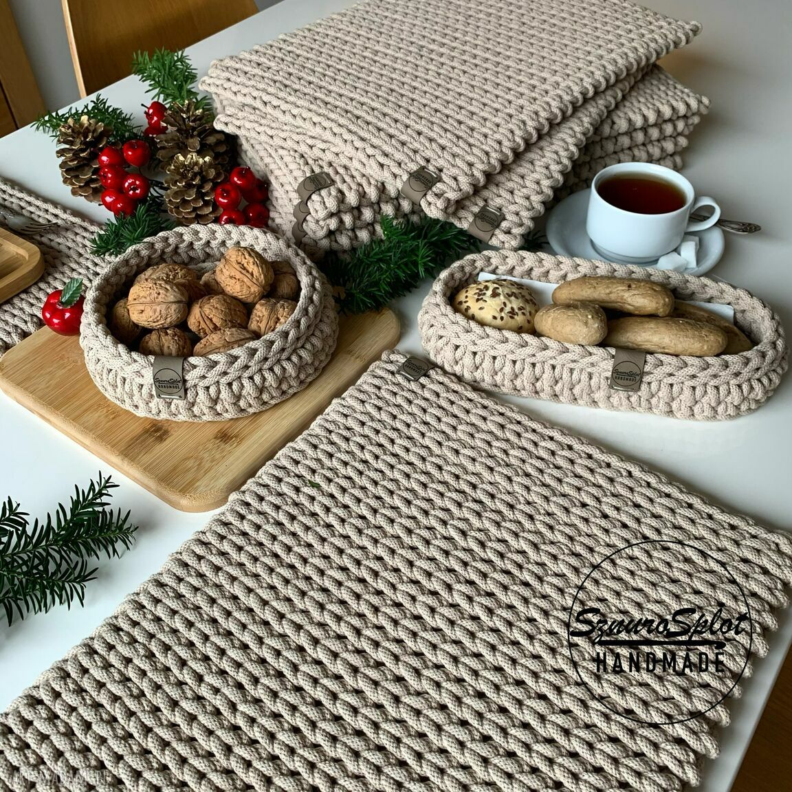 Zamówienie personalizowane - podkładki ze sznurka bawełnianego na stół (handmade)
