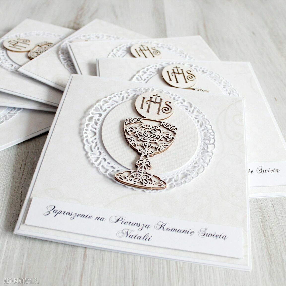 Zamówienie specjalne zaproszeń kielichem komunia zaproszenie