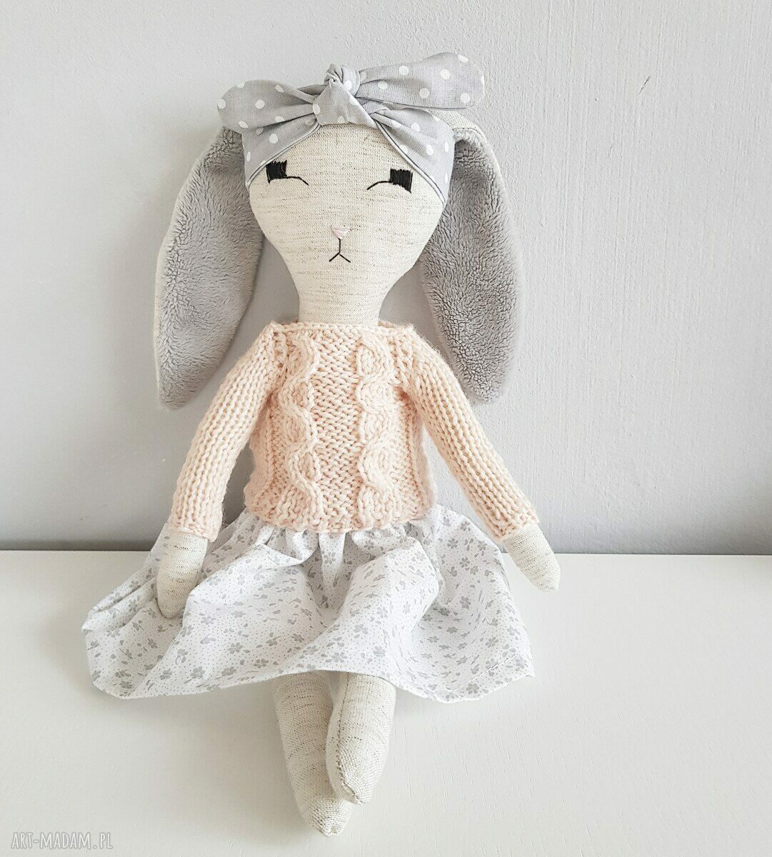 Zestaw 3 lalek królików Tilda - ręcznie szyte, ok. 40 cm, na prezent