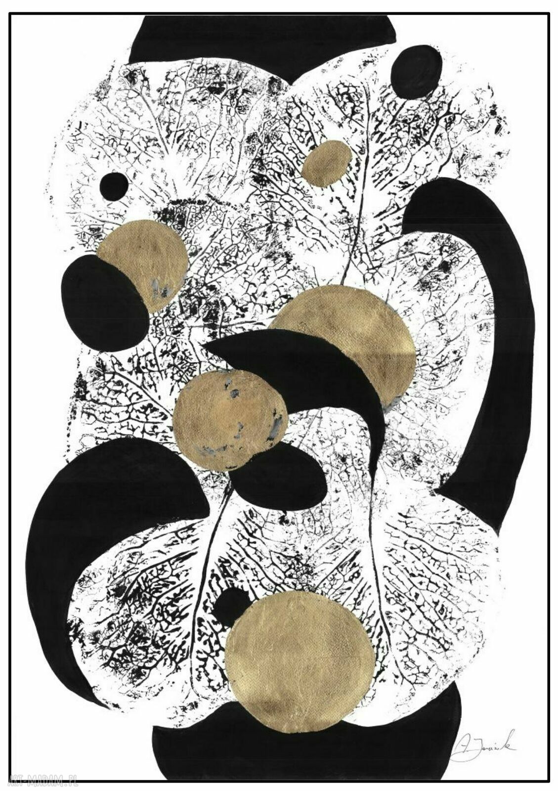 Zamówienie specjalne dla Pani Bożeny - „Abstrakcje natury”, złocona grafika 50 x 70 cm