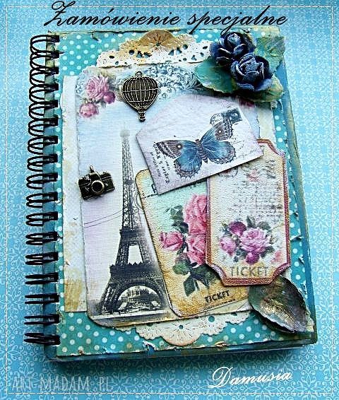 Paryski Notes/Pamiętnik - ręcznie wykonany scrapbooking A6 w romantycznym stylu