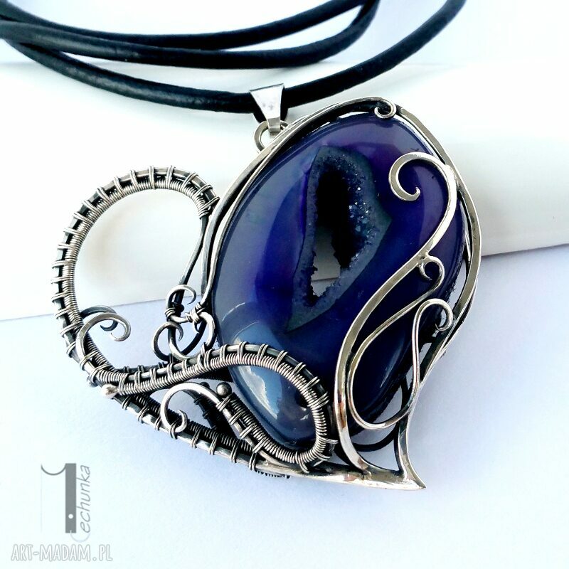 Zamówienie specjalne druzy heart srebrny naszyjnik agatu