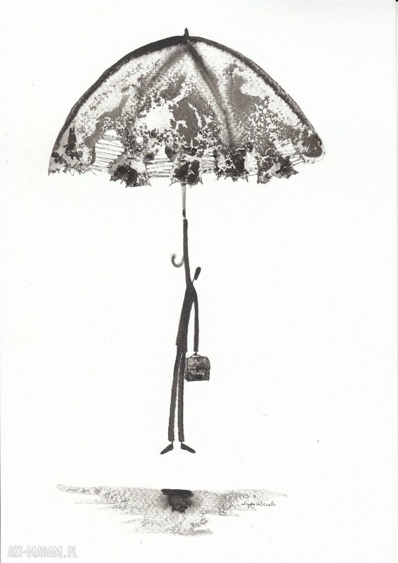 Zestaw 2 grafik Dreams i Rain czarno białe rysunki do sypialni 21 x 29,7 cm