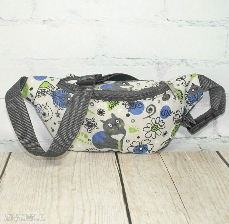 Handmade nerka wodoodporna na zamek - folk etno z motywem kota